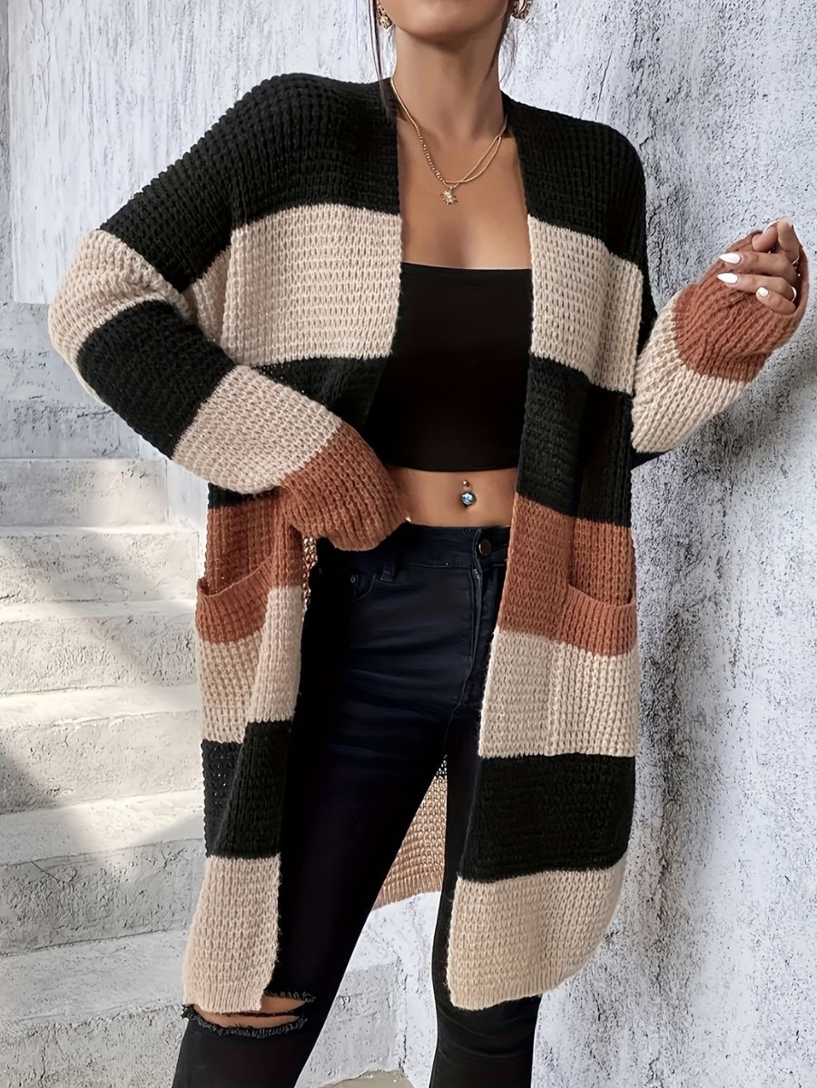 CÁRDIGAN LARGO CON COLORES CONTRASTANTES Cardigan 11 ZAPRINI S 