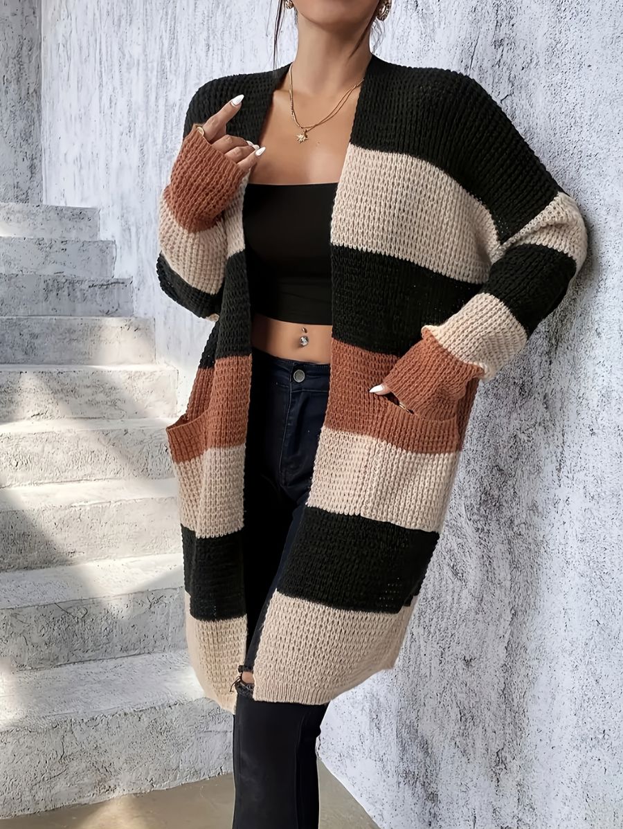 CÁRDIGAN LARGO CON COLORES CONTRASTANTES Cardigan 11 ZAPRINI 