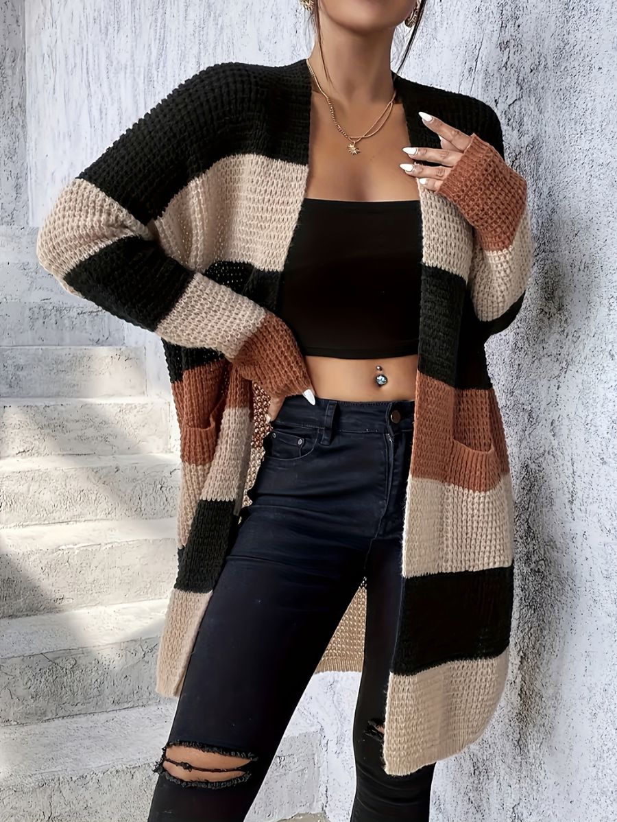 CÁRDIGAN LARGO CON COLORES CONTRASTANTES Cardigan 11 ZAPRINI 