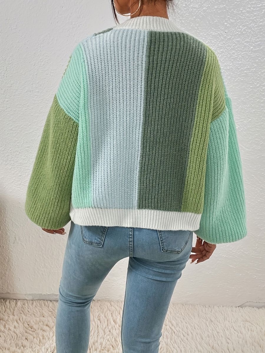 CÁRDIGAN SIN BOTONES CON BLOQUES DE COLOR Cardigan 09 ZAPRINI 