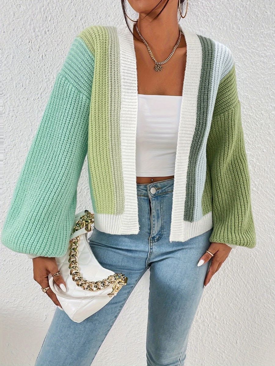 CÁRDIGAN SIN BOTONES CON BLOQUES DE COLOR Cardigan 09 ZAPRINI 