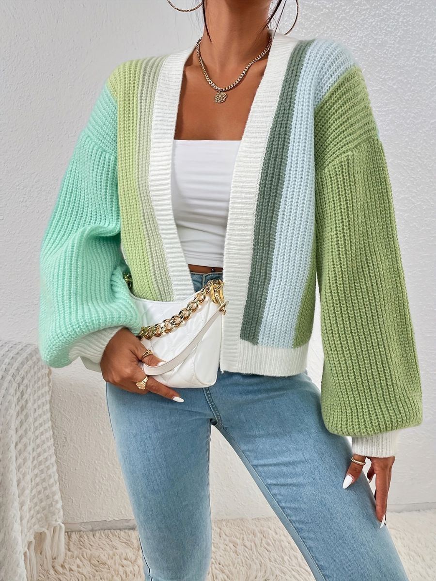 CÁRDIGAN SIN BOTONES CON BLOQUES DE COLOR Cardigan 09 ZAPRINI 