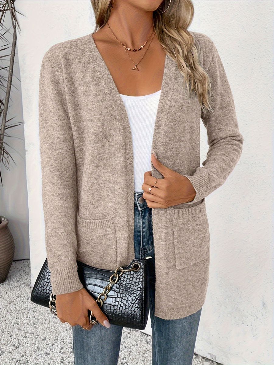 CÁRDIGAN SIN BOTONES CON BOLSILLOS Cardigan 04 ZAPRINI Beige S 