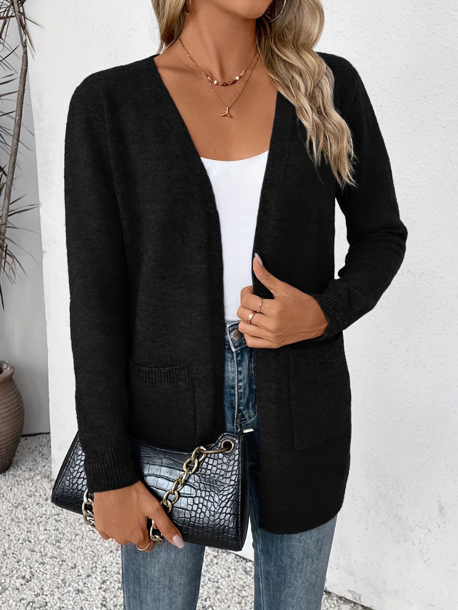 CÁRDIGAN SIN BOTONES CON BOLSILLOS Cardigan 04 ZAPRINI Negro S 