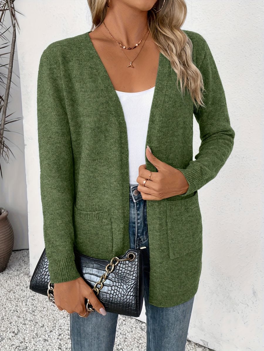 CÁRDIGAN SIN BOTONES CON BOLSILLOS Cardigan 04 ZAPRINI Verde S 