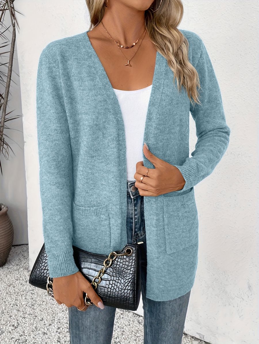 CÁRDIGAN SIN BOTONES CON BOLSILLOS Cardigan 04 ZAPRINI Azul S 