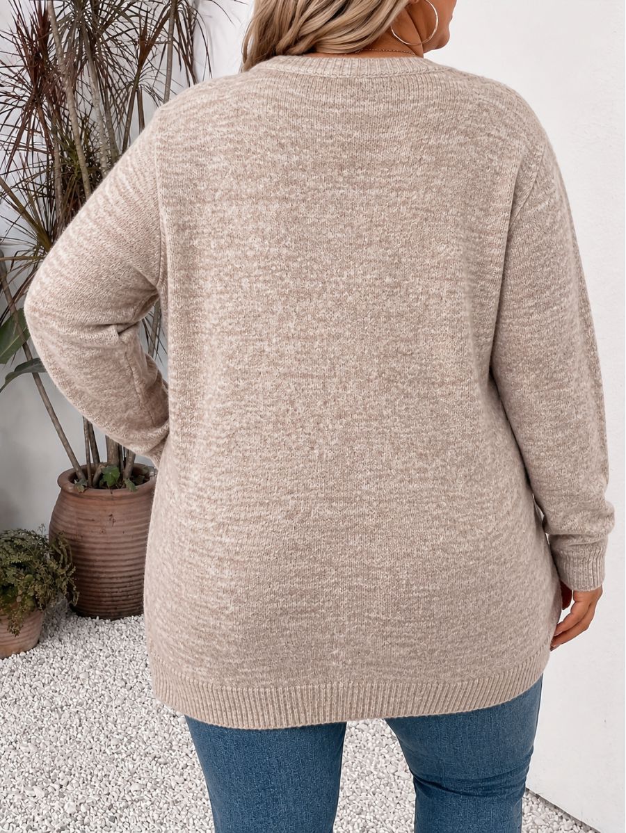 CÁRDIGAN SIN BOTONES CON BOLSILLOS PLUS SIZE Cardigan Plus Size 02 ZAPRINI Beige 1XL 