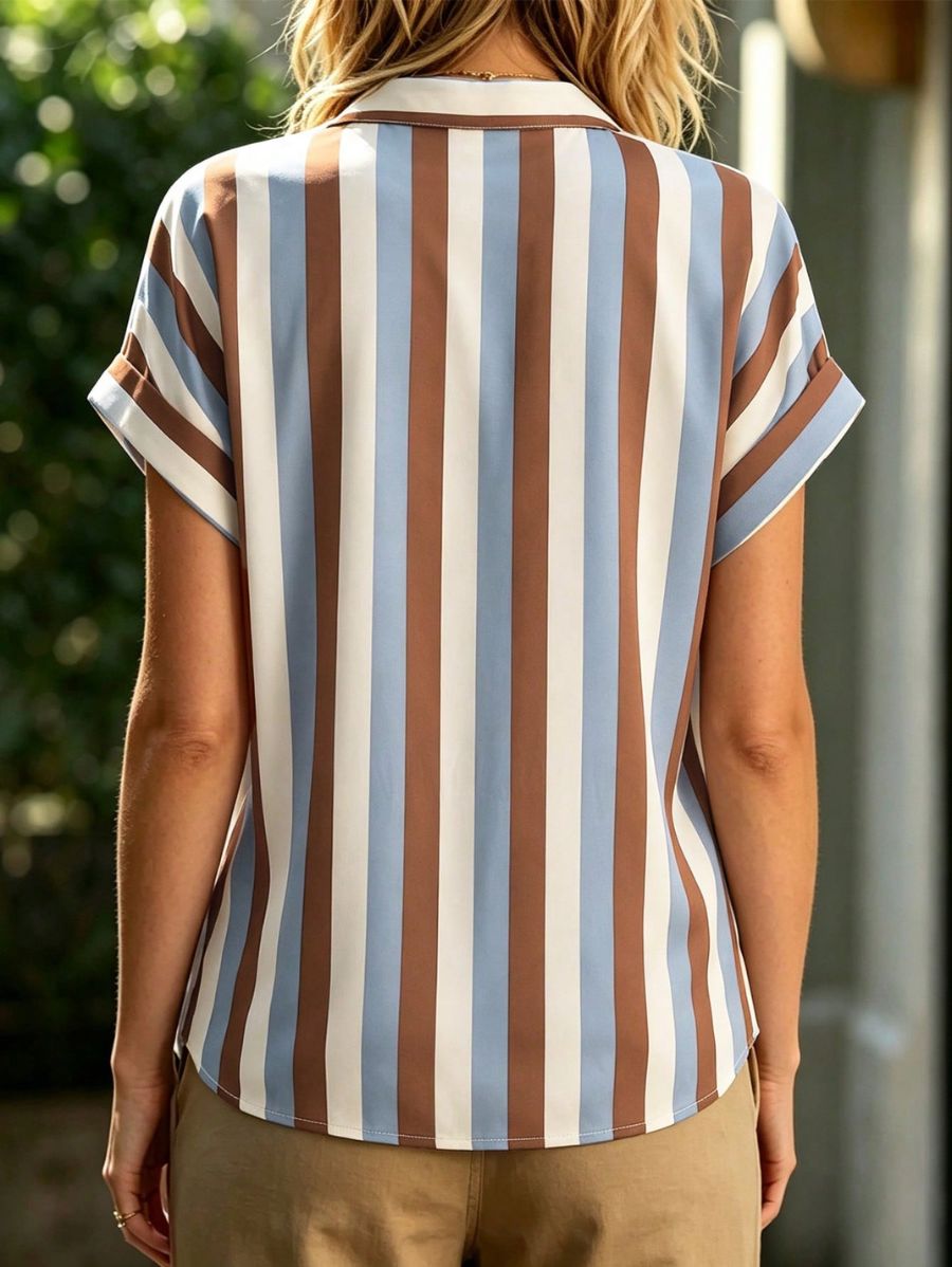 Camisa A Rayas Con Detalles De Encaje Camisa 15 ZAPRINI 