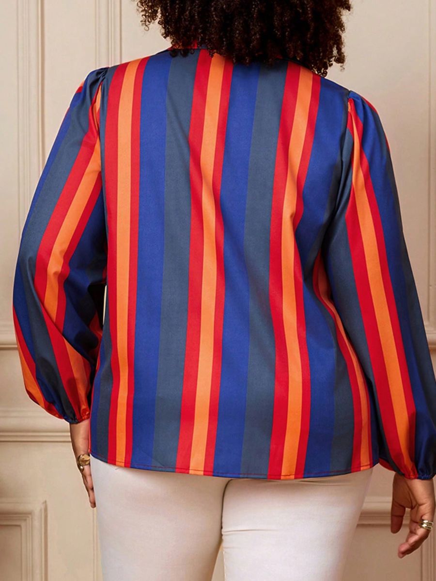 Camisa A Rayas Con Mangas Farol Plus Size Camisa Plus Size 12 ZAPRINI 