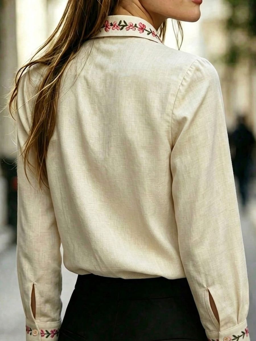 Camisa Con Bordado Floral En Cuello Camisa 17 ZAPRINI 