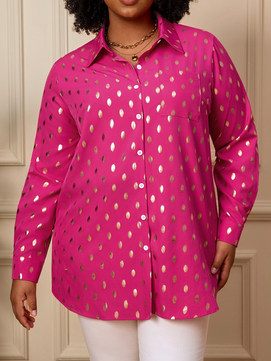 Camisa Con Estampado Dorado Plus Size