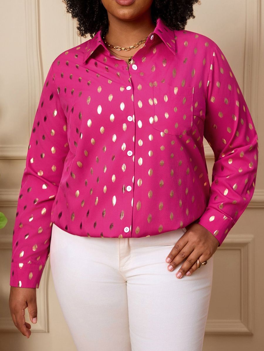 Camisa Con Estampado Dorado Plus Size Camisa Plus Size 07 ZAPRINI 