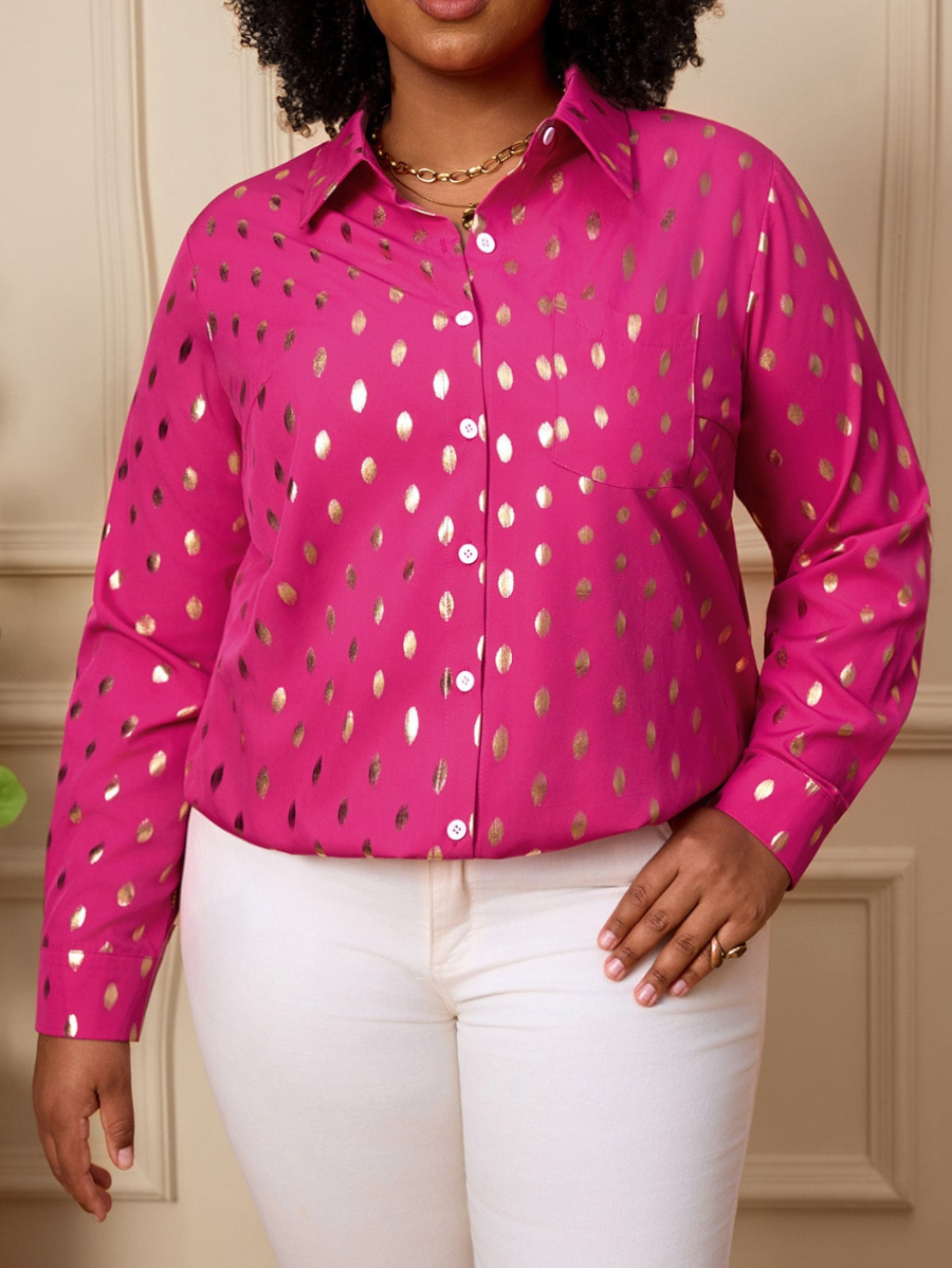Camisa Con Estampado Dorado Plus Size