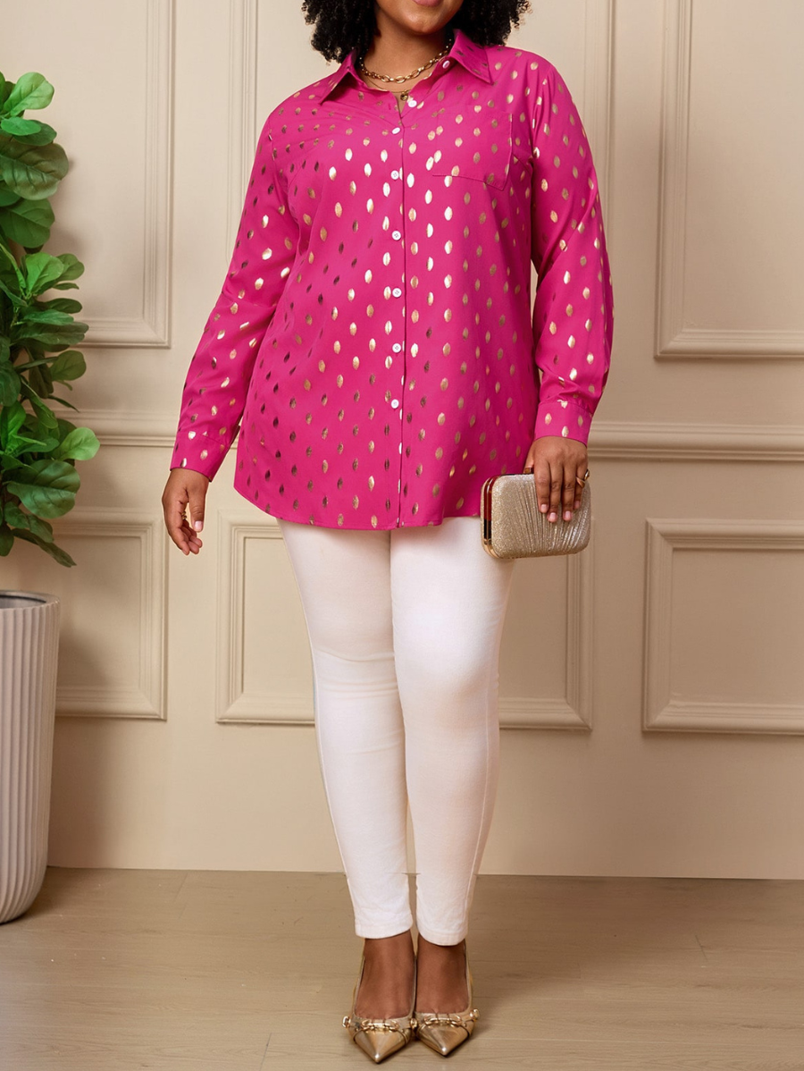 Camisa Con Estampado Dorado Plus Size