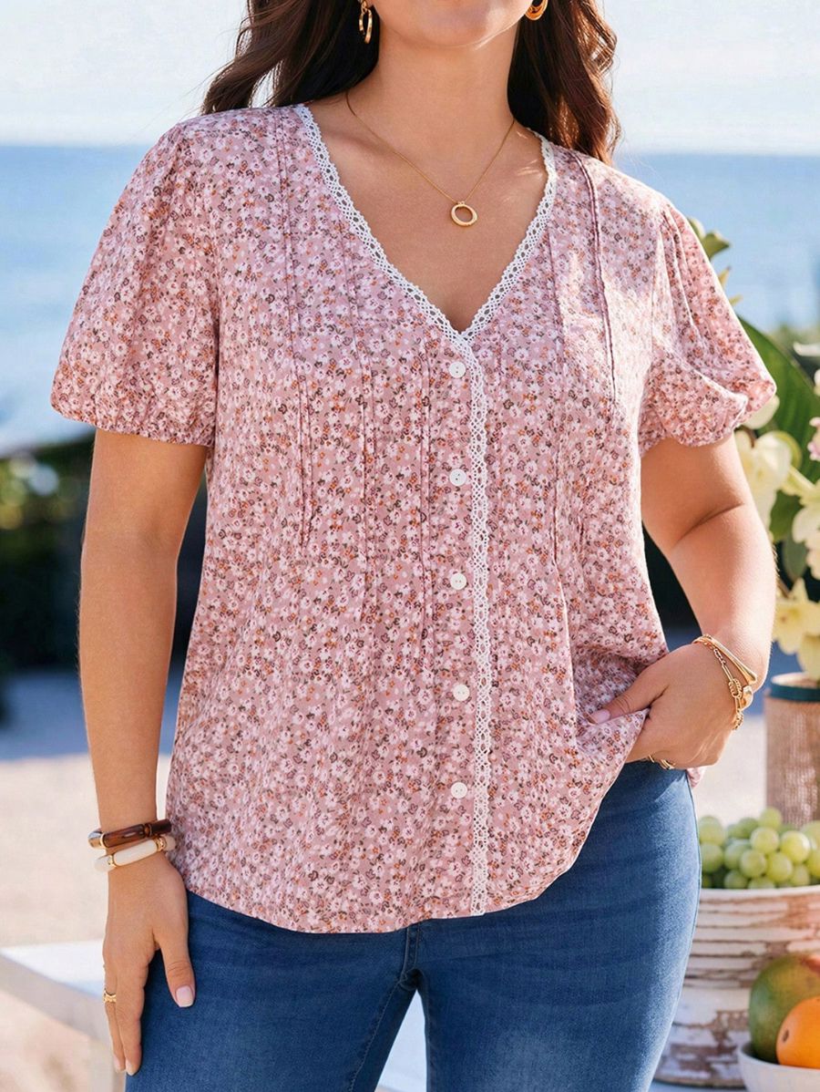 Camisa Con Estampado Floral Plus Size Camisa Plus Size 03 ZAPRINI 0XL 
