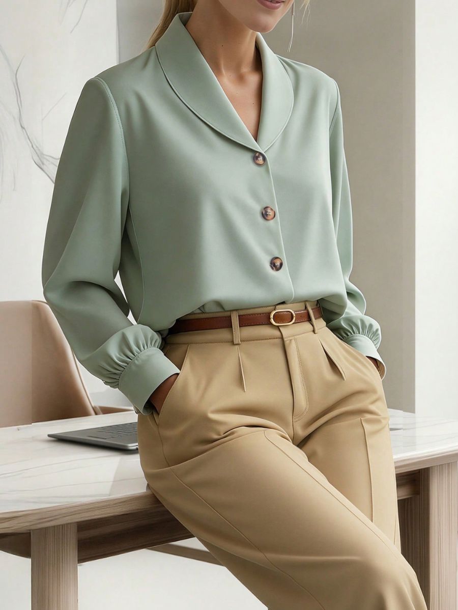 Camisa De Cuello Solapa Unicolor Camisa 12 ZAPRINI 