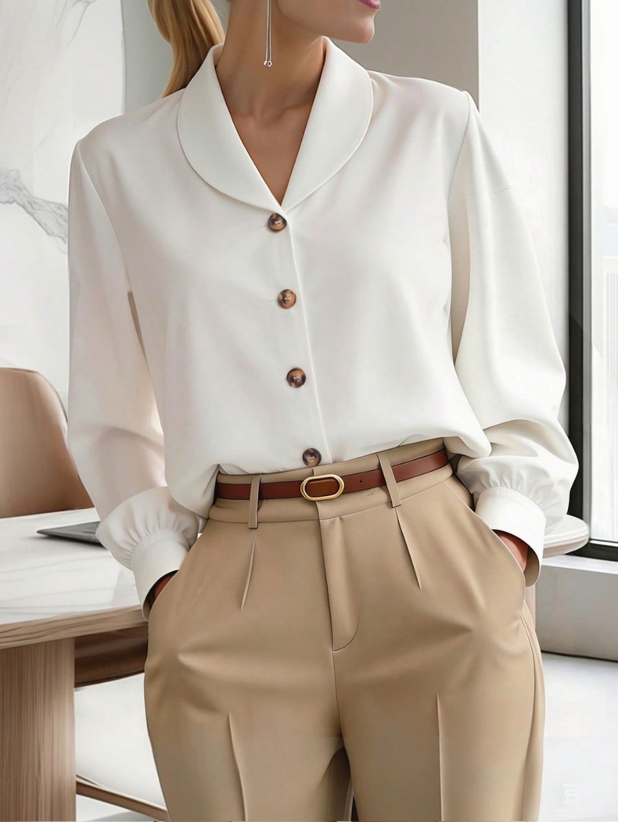 Camisa De Cuello Solapa Unicolor Camisa 12 ZAPRINI Blanco S 