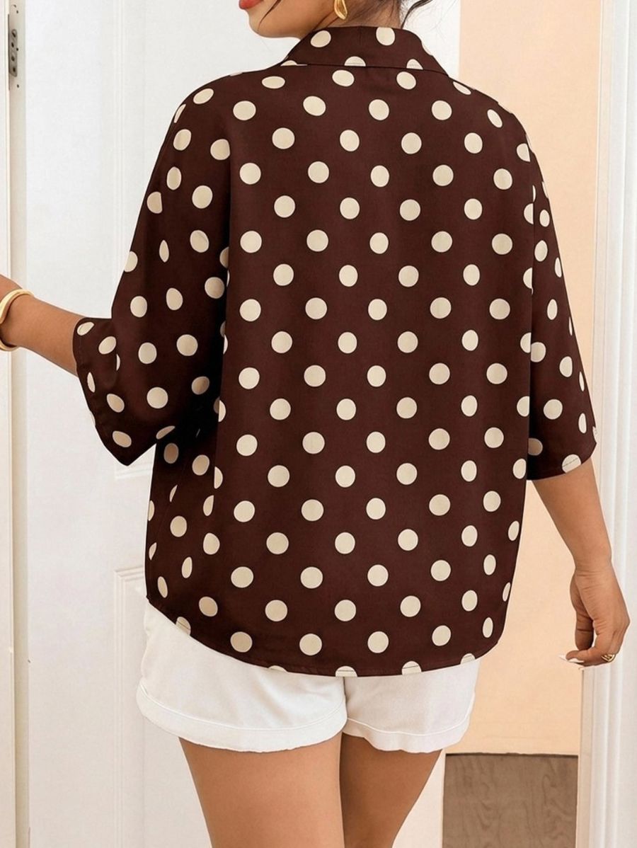 Camisa De Lunares Plus Size Camisa Plus Size 08 ZAPRINI 
