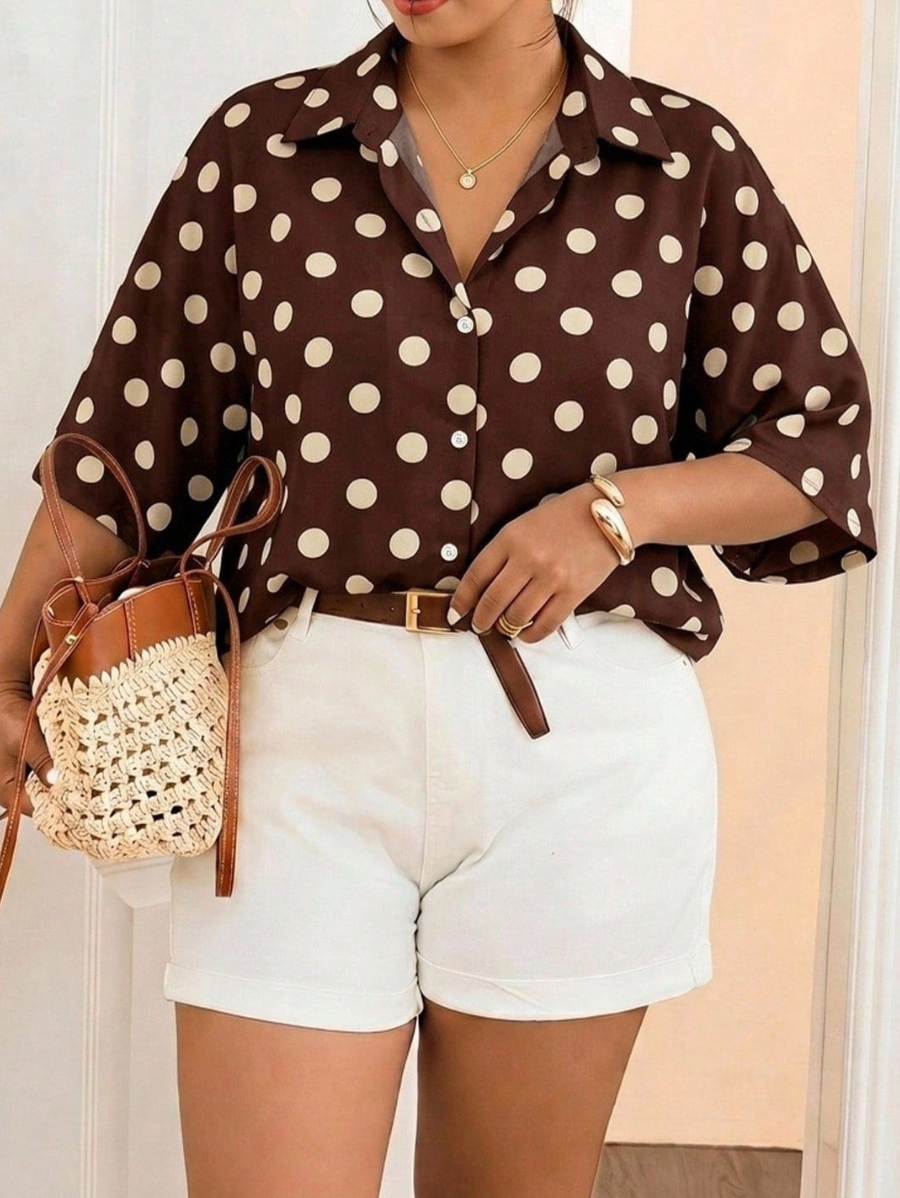 Camisa De Lunares Plus Size