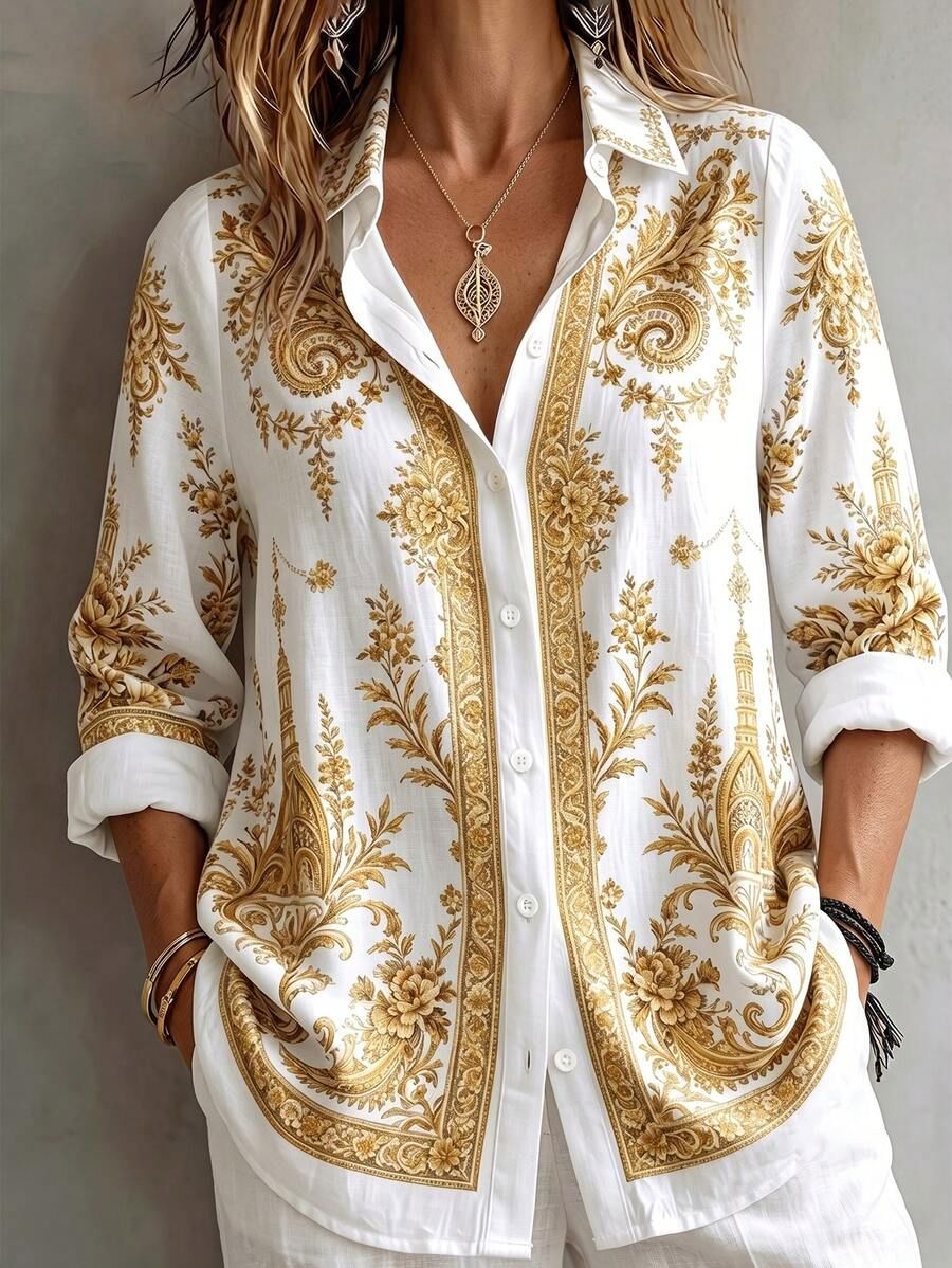 Camisa Estampada Con Detalles Dorados Camisa 10 ZAPRINI S 