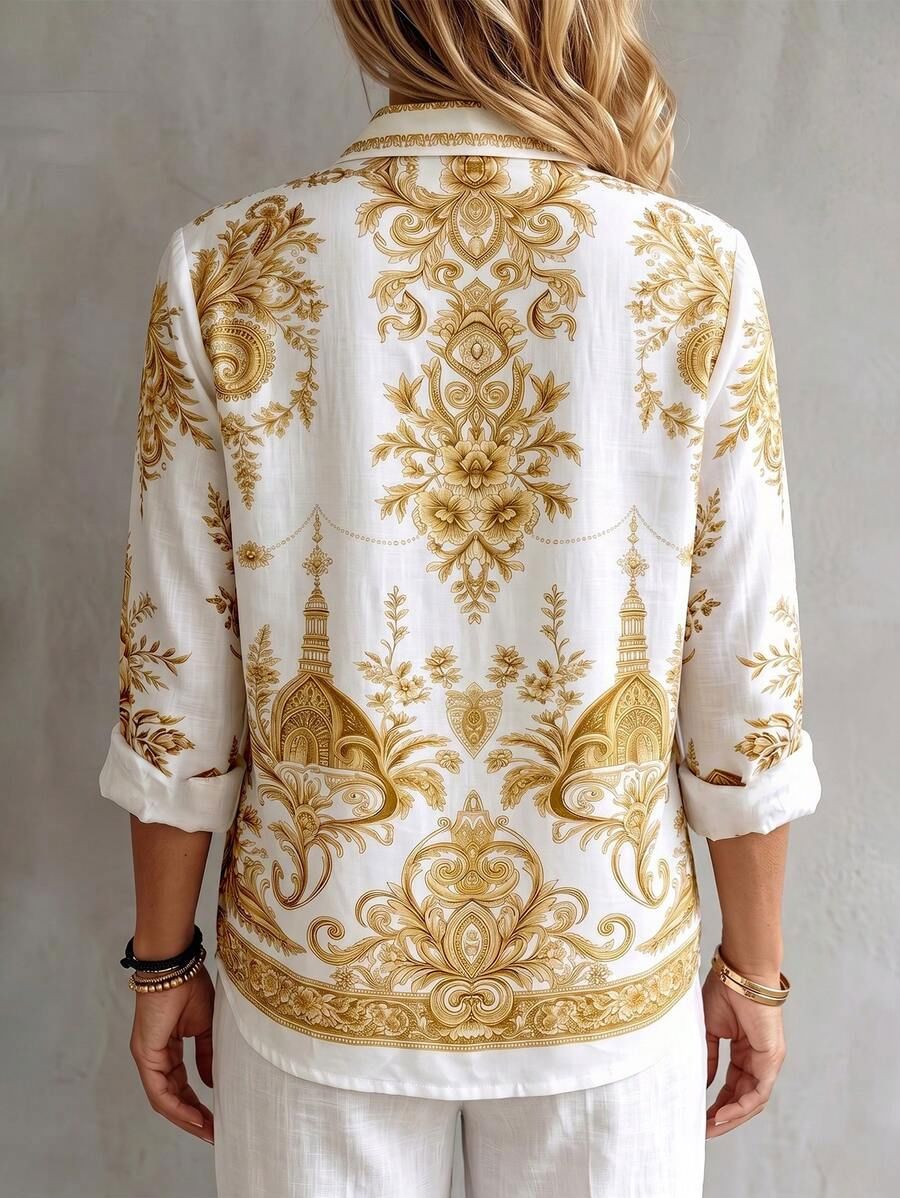 Camisa Estampada Con Detalles Dorados Camisa 10 ZAPRINI 