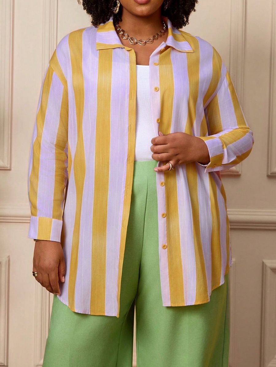 Camisa Holgada A Rayas Plus Size Camisa Plus Size 10 ZAPRINI 0XL 
