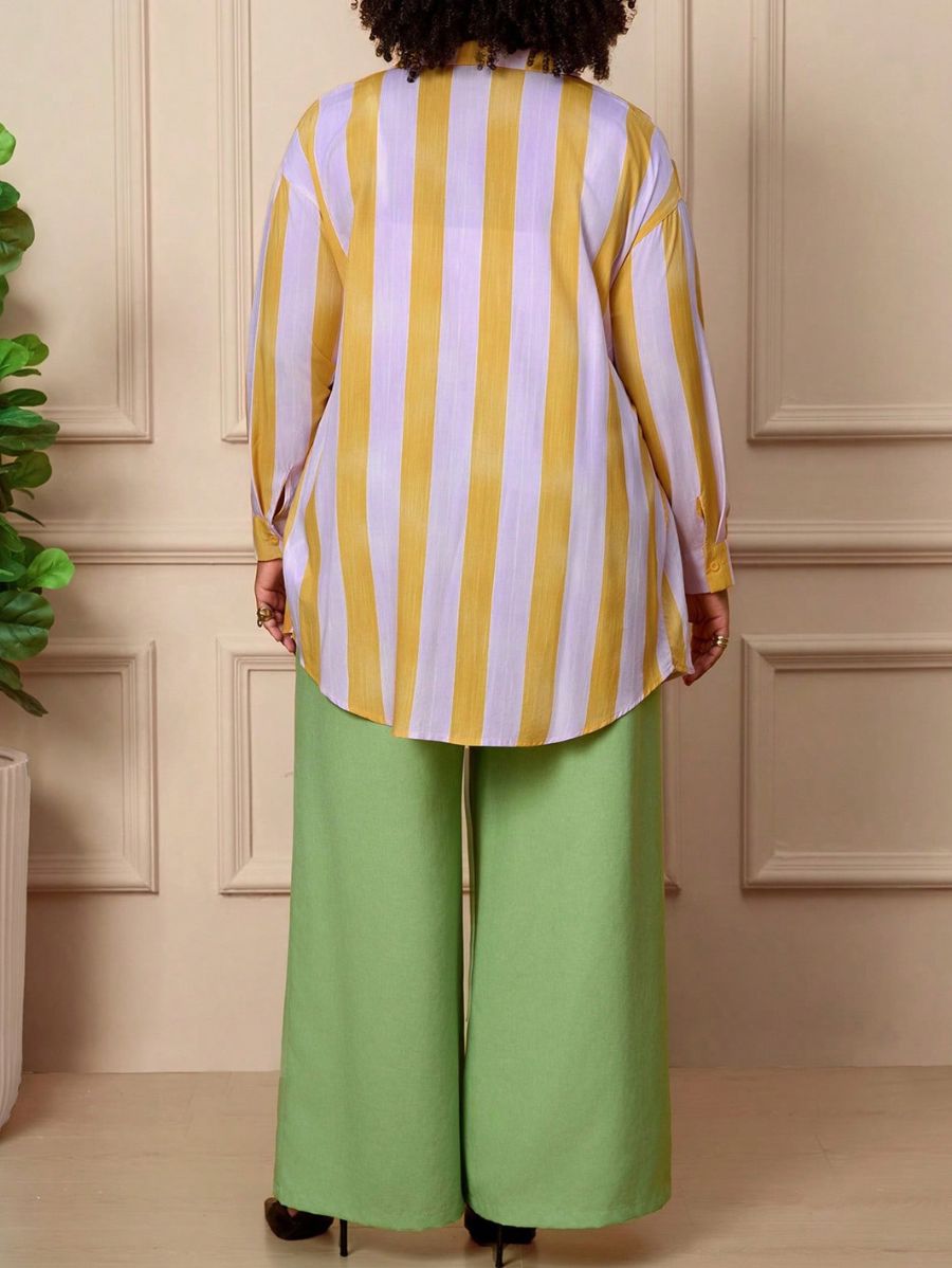 Camisa Holgada A Rayas Plus Size Camisa Plus Size 10 ZAPRINI 