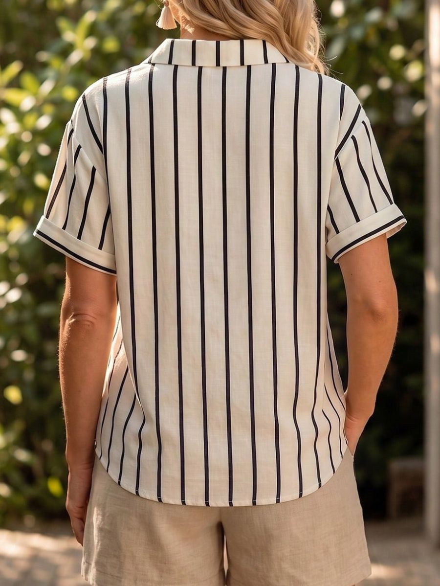 Camisa Manga Corta A Rayas Contrastante Camisa 16 ZAPRINI S 