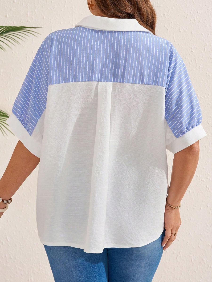 Camisa Manga Corta Con Bolsillo Plus Size Camisa Plus Size 05 ZAPRINI 0XL 