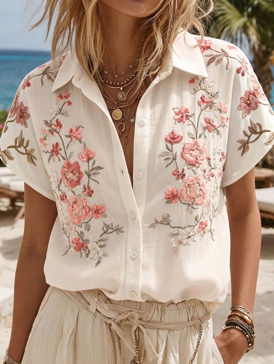 Camisa Manga Corta Con Estampado Floral Camisa 03 ZAPRINI S 
