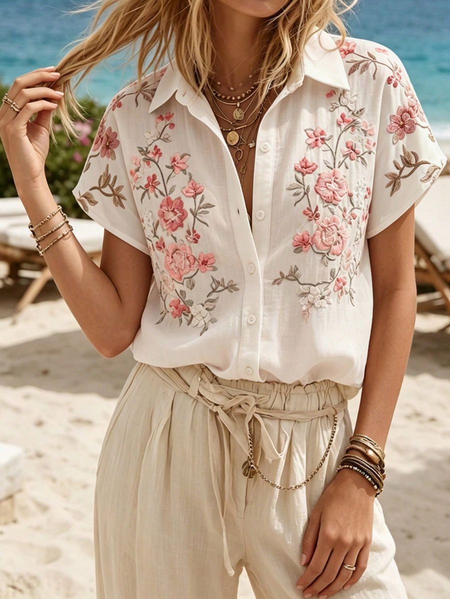 Camisa Manga Corta Con Estampado Floral Camisa 03 ZAPRINI 