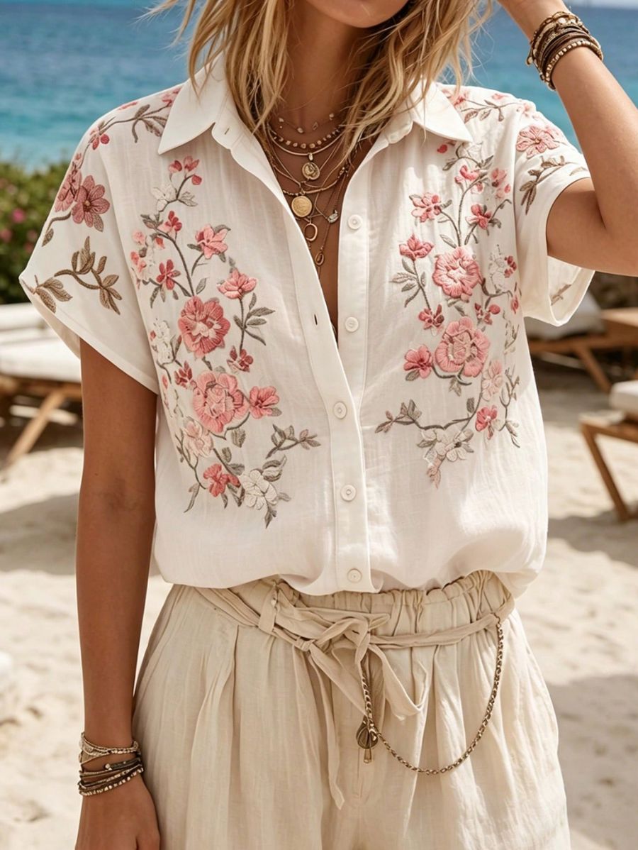 Camisa Manga Corta Con Estampado Floral Camisa 03 ZAPRINI 