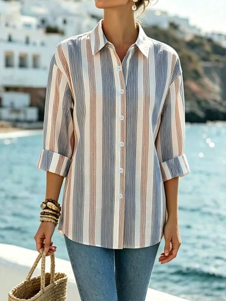 Camisa Manga Tres Cuartos A Rayas Camisa 07 ZAPRINI S 
