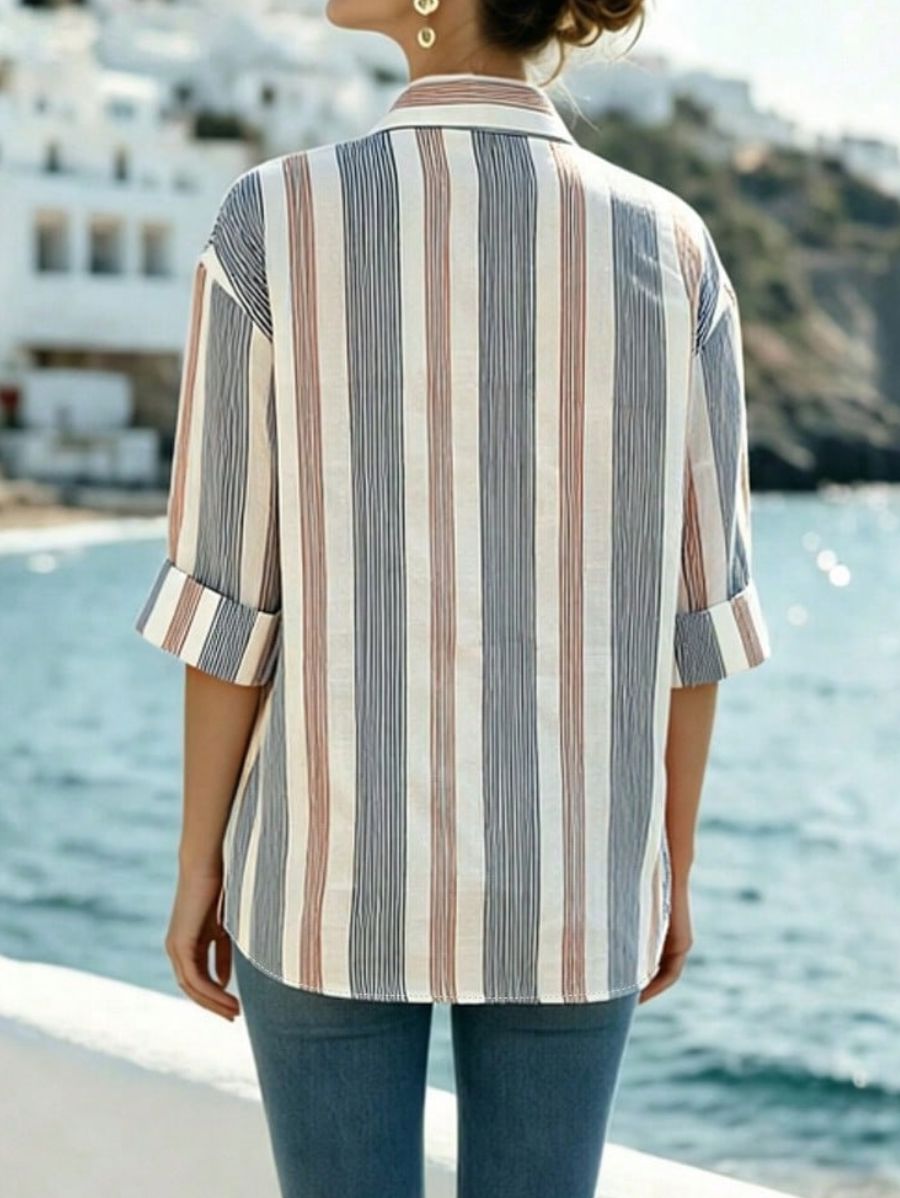 Camisa Manga Tres Cuartos A Rayas Camisa 07 ZAPRINI 