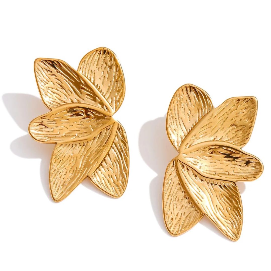 Caravana Con Diseño Floral Enchapado En Oro 18K Caravana 05 ZAPRINI Oro 