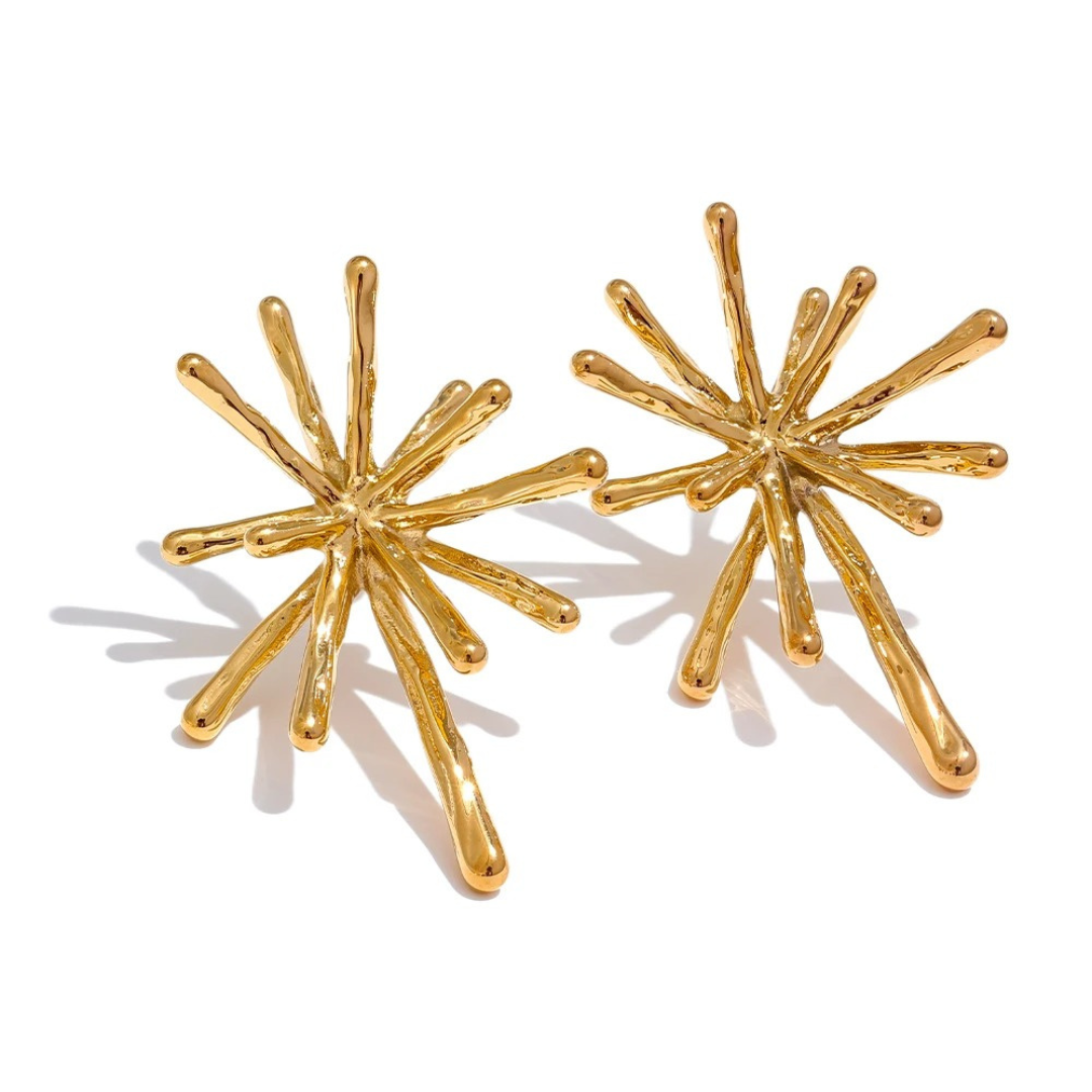 Caravana Con Forma De Destello Enchapado En Oro 18K