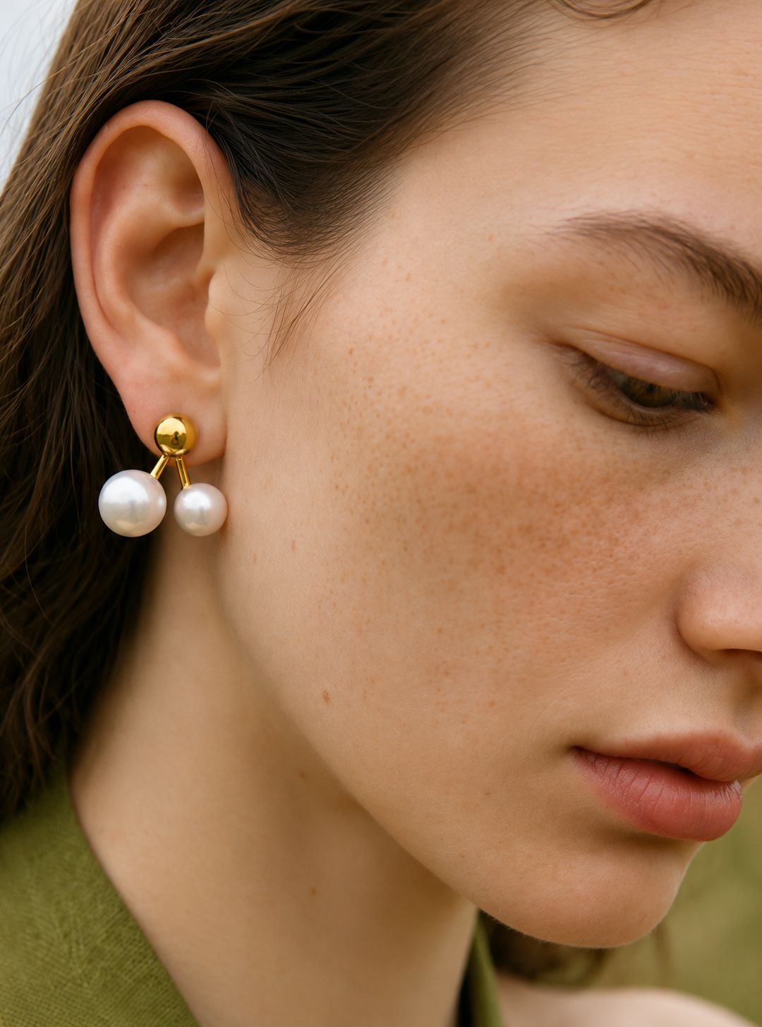 Caravana Con Perlas En Forma De Cereza Enchapado En Oro 18K Caravana 12 ZAPRINI 