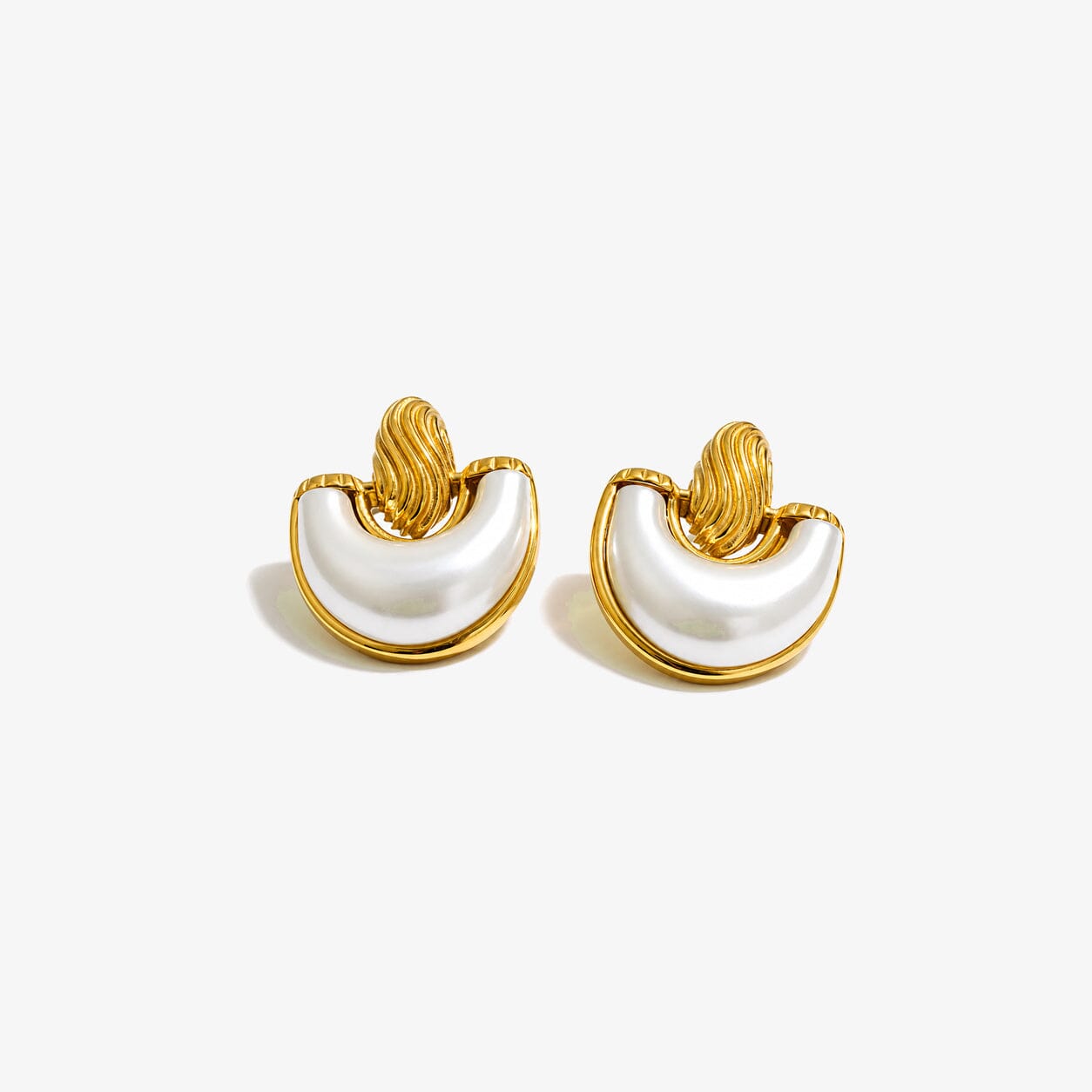 Caravana Con Perla y Textura Enchapado En Oro 18K Caravana 15 ZAPRINI Oro 
