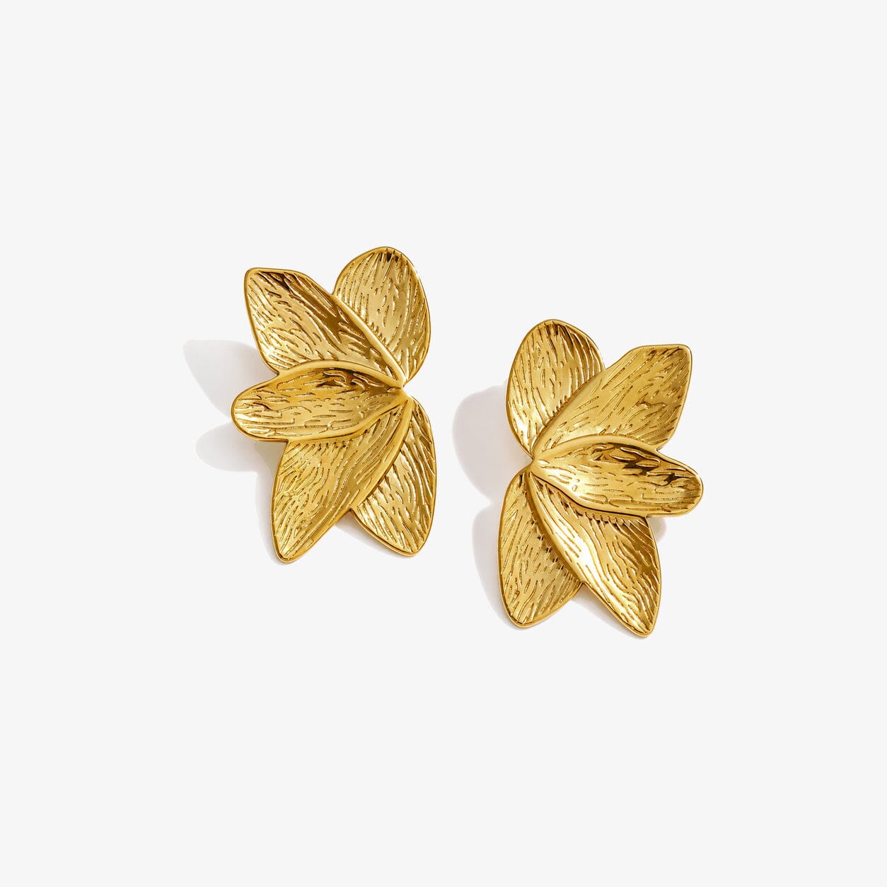 Caravana En Forma De Flor Con Textura Enchapado En Oro 18K Caravana 13 ZAPRINI Oro 