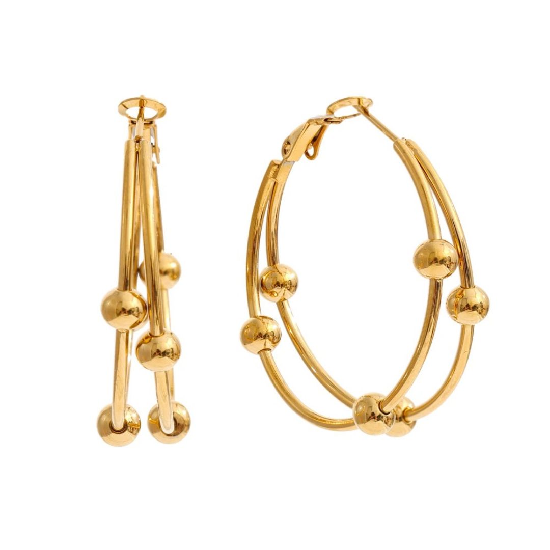 Caravana Redonda De Doble Aro Enchapado En Oro 18K Caravana 01 ZAPRINI Oro 