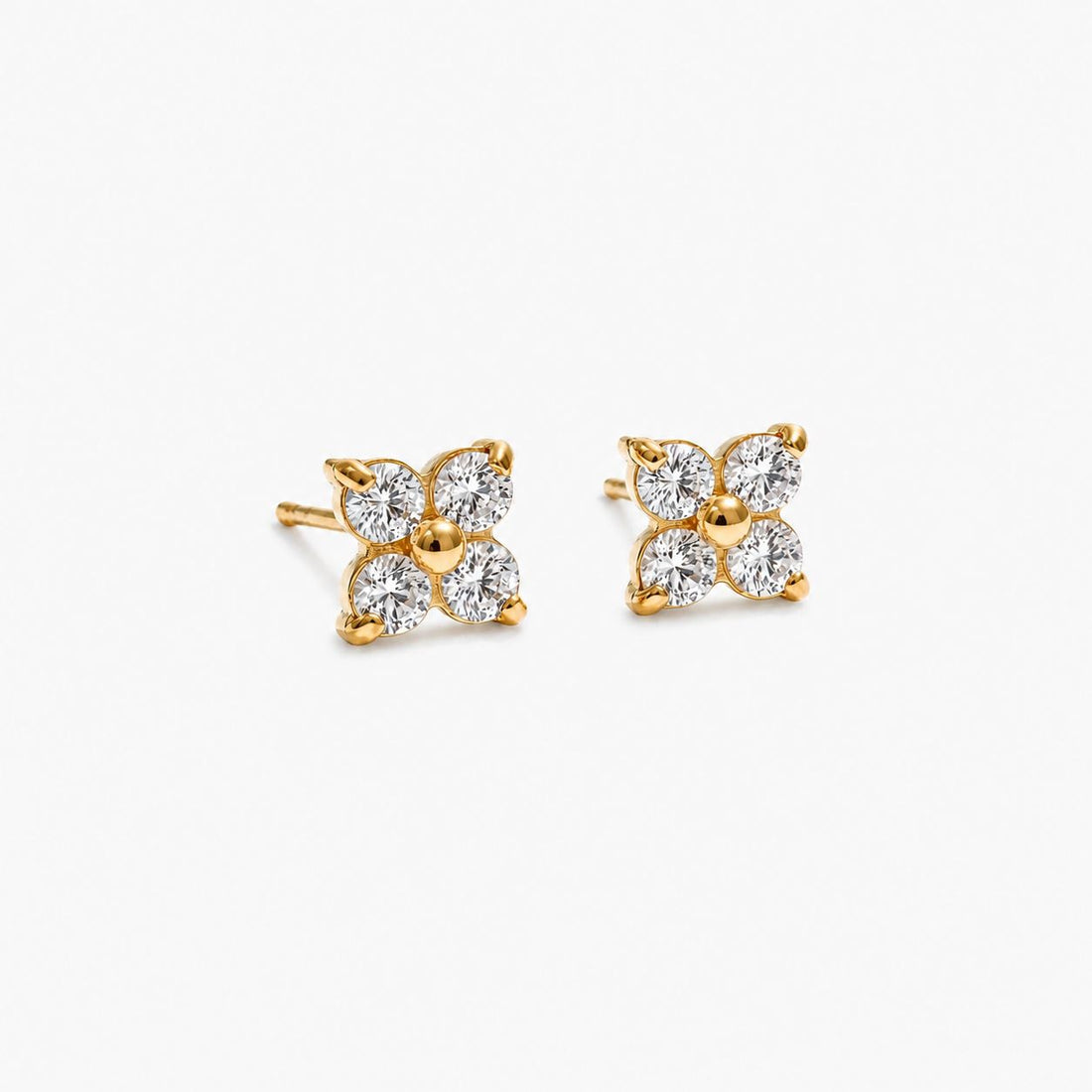 Caravana Con Flor De Circonia Enchapado En Oro 18K Caravana 03 ZAPRINI Oro 