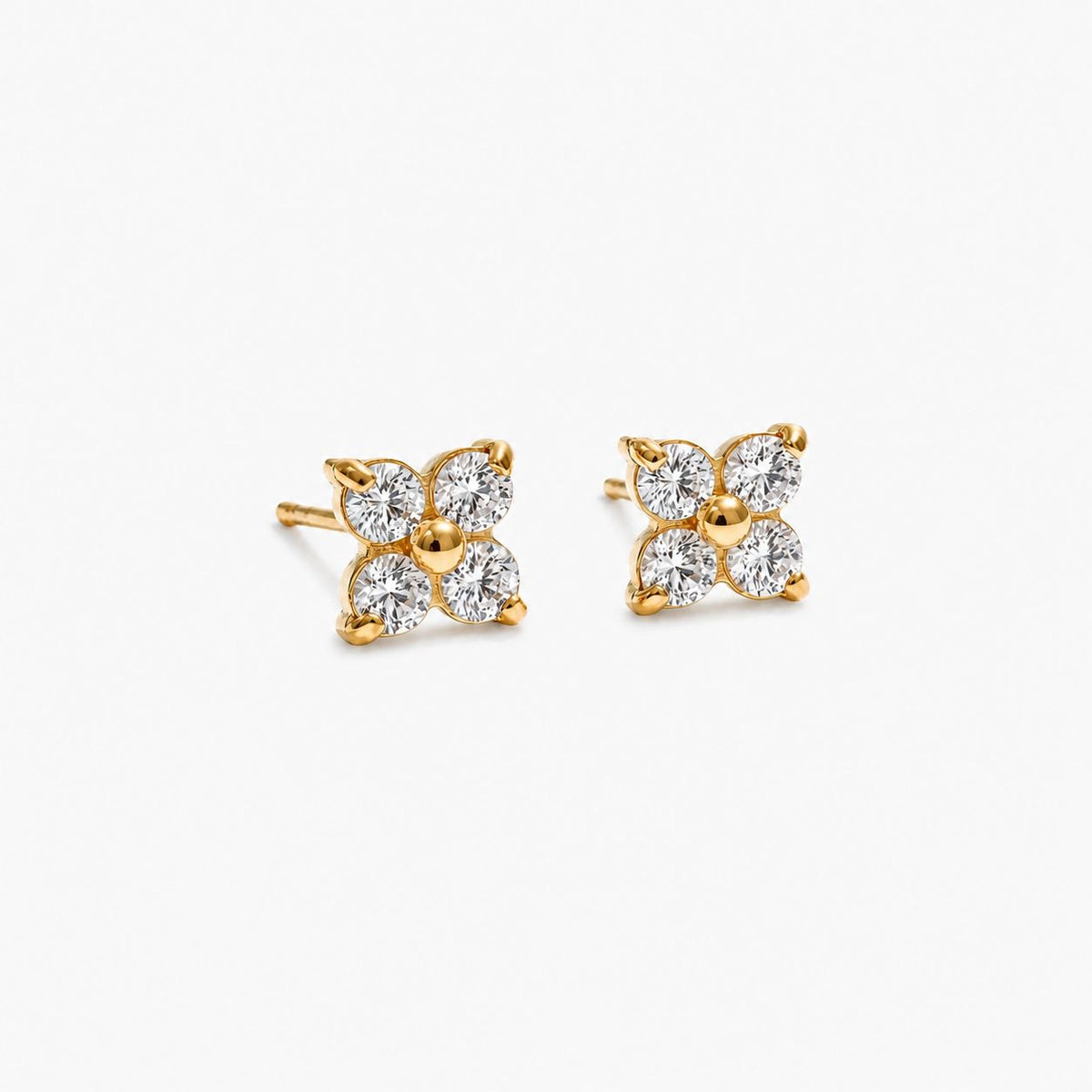 Caravana Con Flor De Circonia Enchapado En Oro 18K Caravana 03 ZAPRINI 