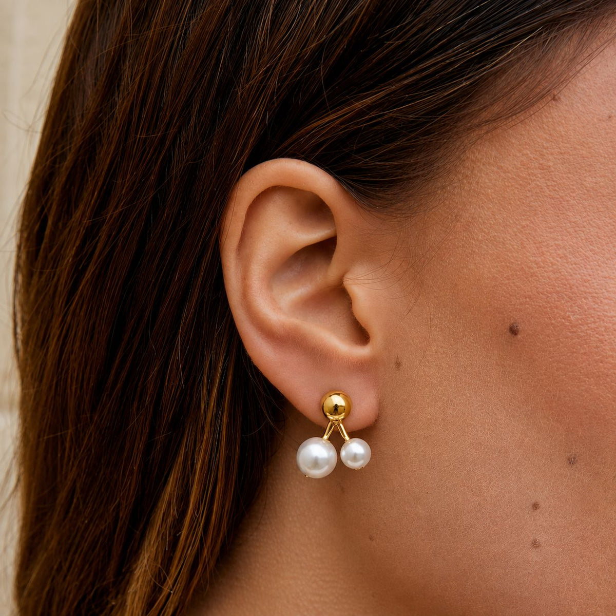 Caravana Con Perlas En Forma De Cereza Enchapado En Oro 18K Caravana 12 ZAPRINI Oro 