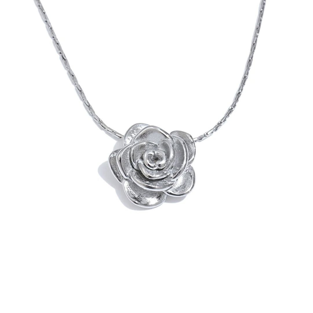 Collar Con Colgante De Flor Enchapado En Oro 18K Collar 03 ZAPRINI Plata 