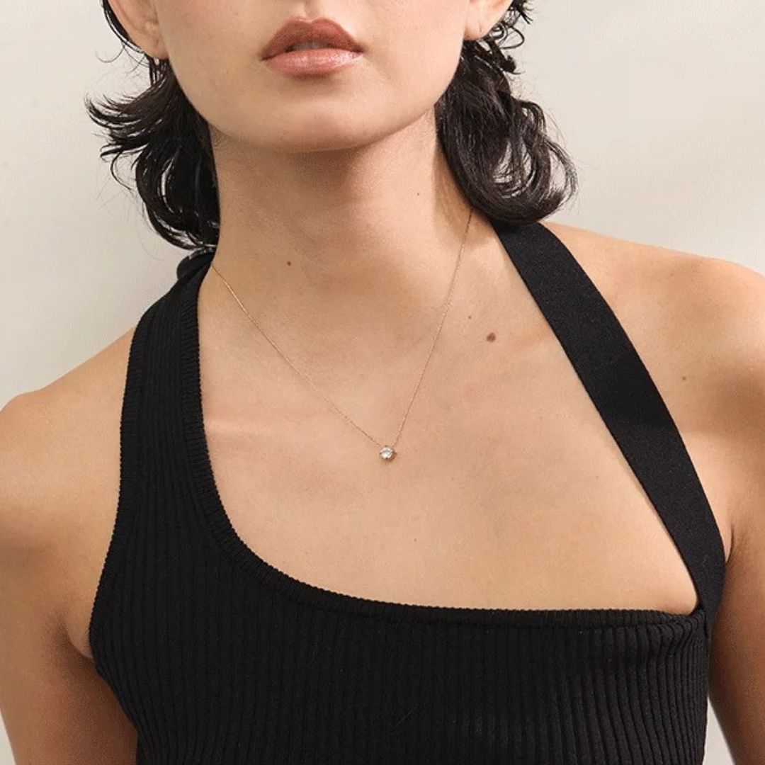 Collar Con Dije Redondo De Circonia Enchapado En Oro 18K Collar 02 ZAPRINI 