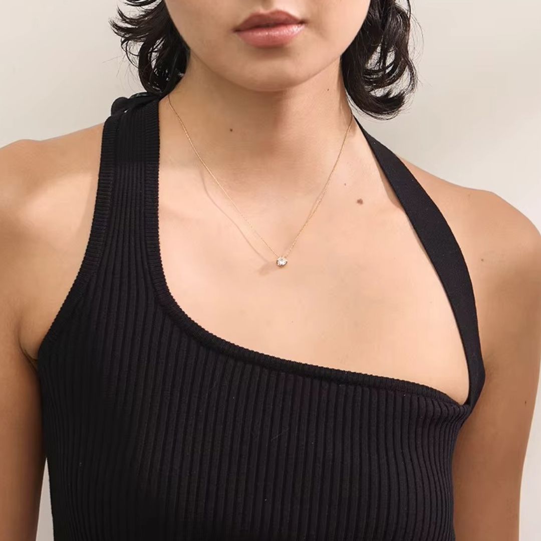 Collar Con Dije Redondo De Circonia Enchapado En Oro 18K Collar 02 ZAPRINI 