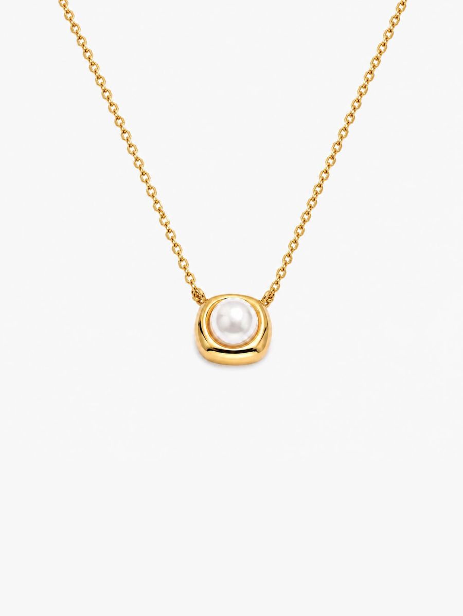 Collar Con Colgante Cuadrado De Perlas Enchapado En Oro 18K Collar 03 ZAPRINI Oro 