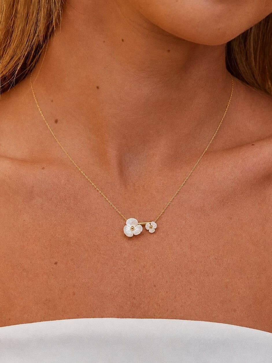 Collar Con Colgante De Flor Enchapado En Oro 18K Collar 09 ZAPRINI Oro 