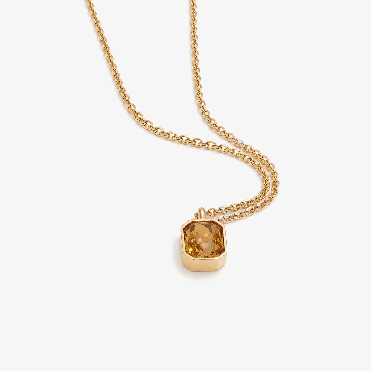 Collar Con Dije De Circonia Champagne Enchapado En Oro 18K Collar 13 ZAPRINI Oro 