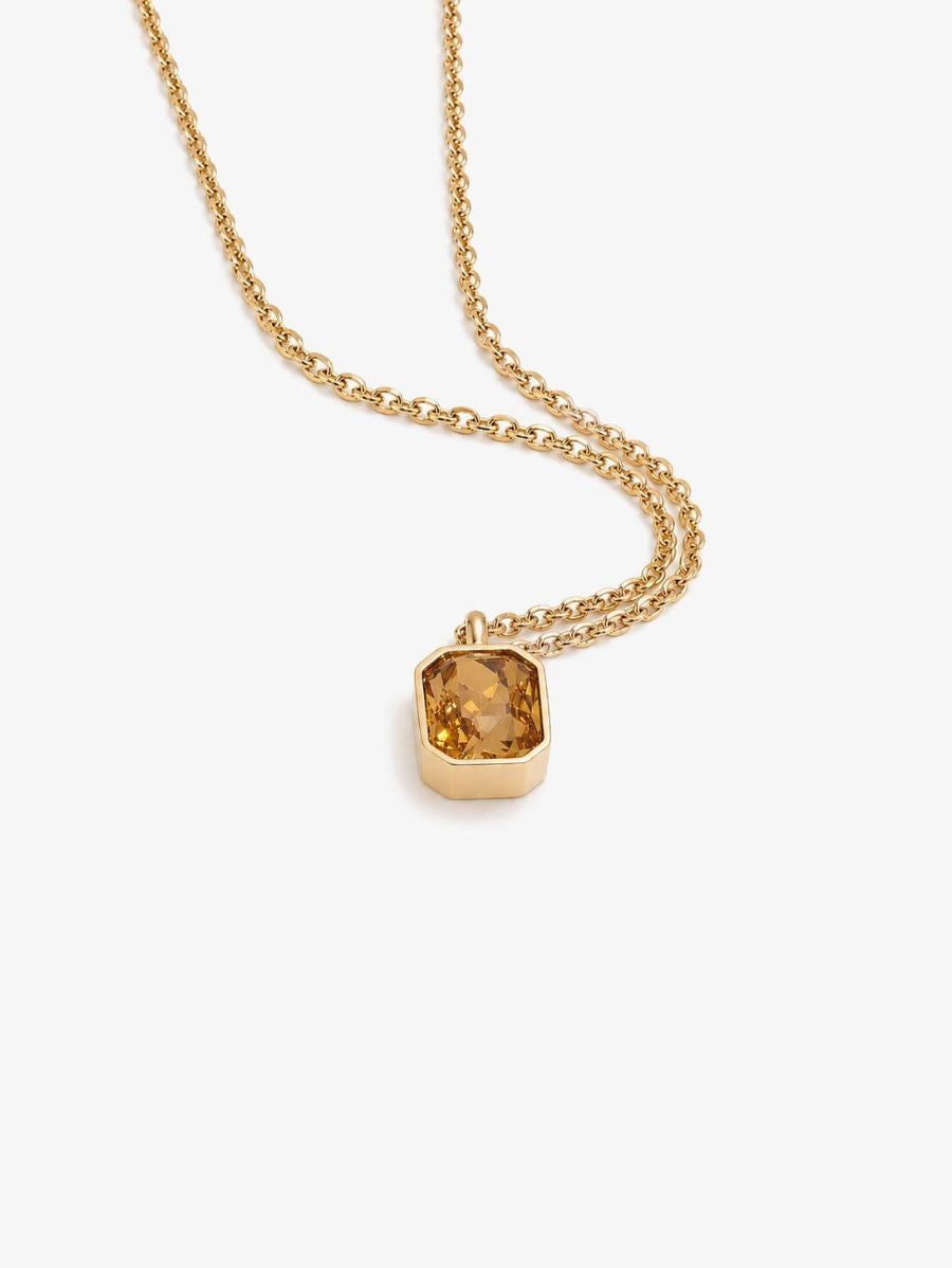 Collar Con Dije De Circonia Champagne Enchapado En Oro 18K Collar 13 ZAPRINI 